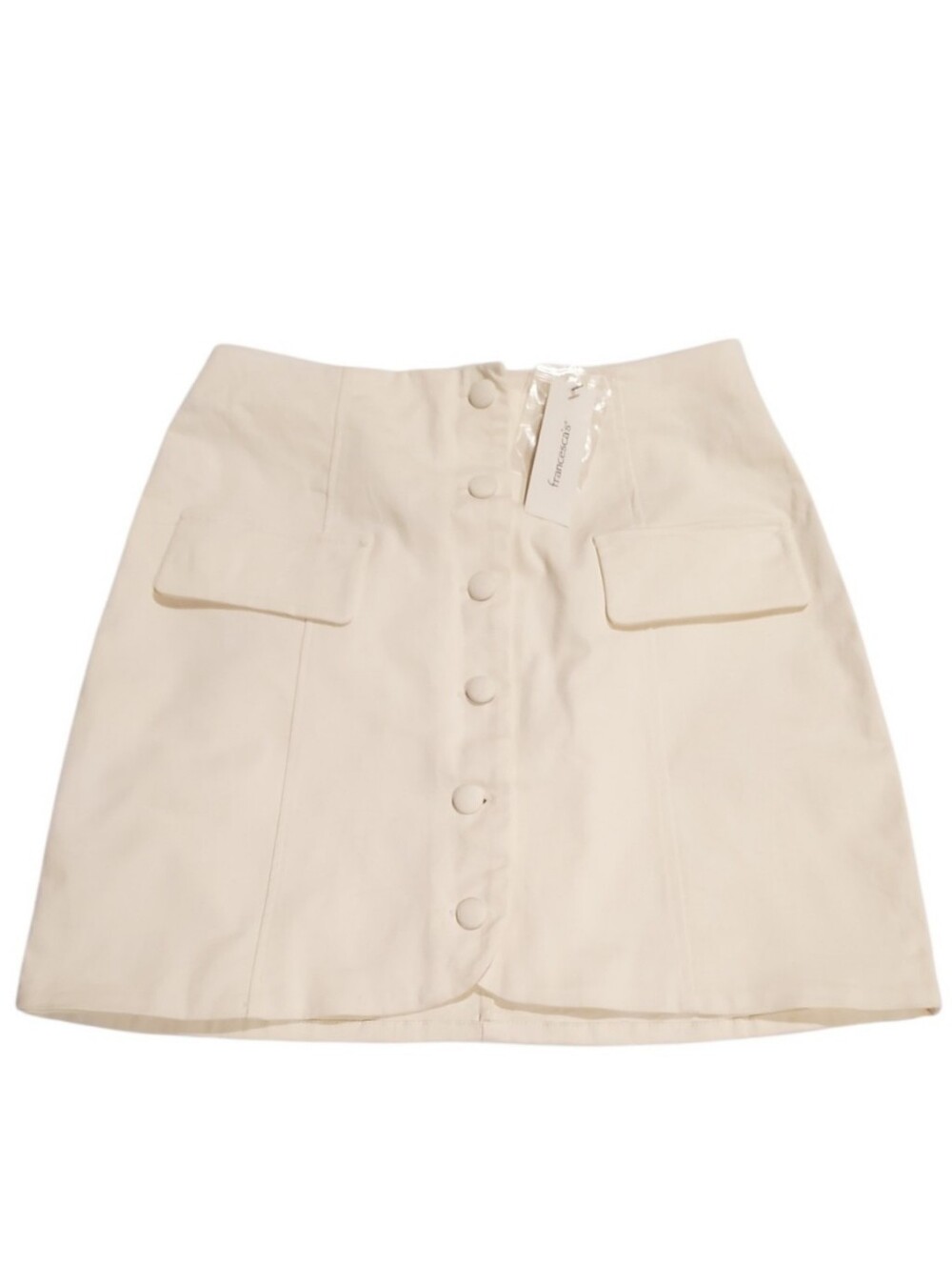 Francesca's Alya Button Down A-line Mini Skirt in Oatmeal Heather Preppy